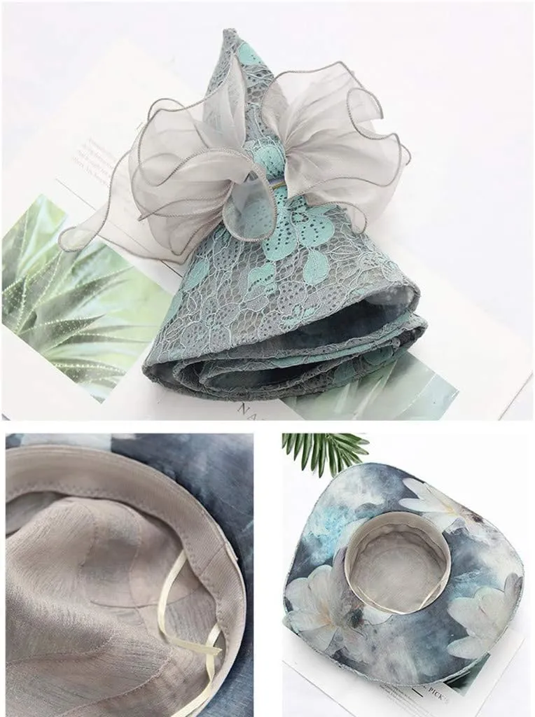YOLAI Womens Classic Fascinator Rolled Brim Cloche Bucket Church Hat for Horse Racing Derby Event