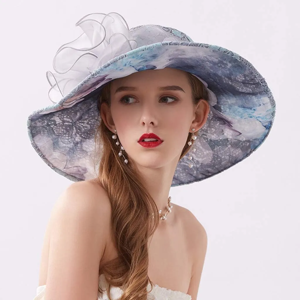 YOLAI Womens Classic Fascinator Rolled Brim Cloche Bucket Church Hat for Horse Racing Derby Event