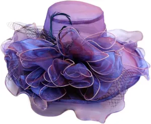 YOLAI Women's Organza Church Fascinator Bridal Tea Party Wedding Hat Beach Hats for Women
