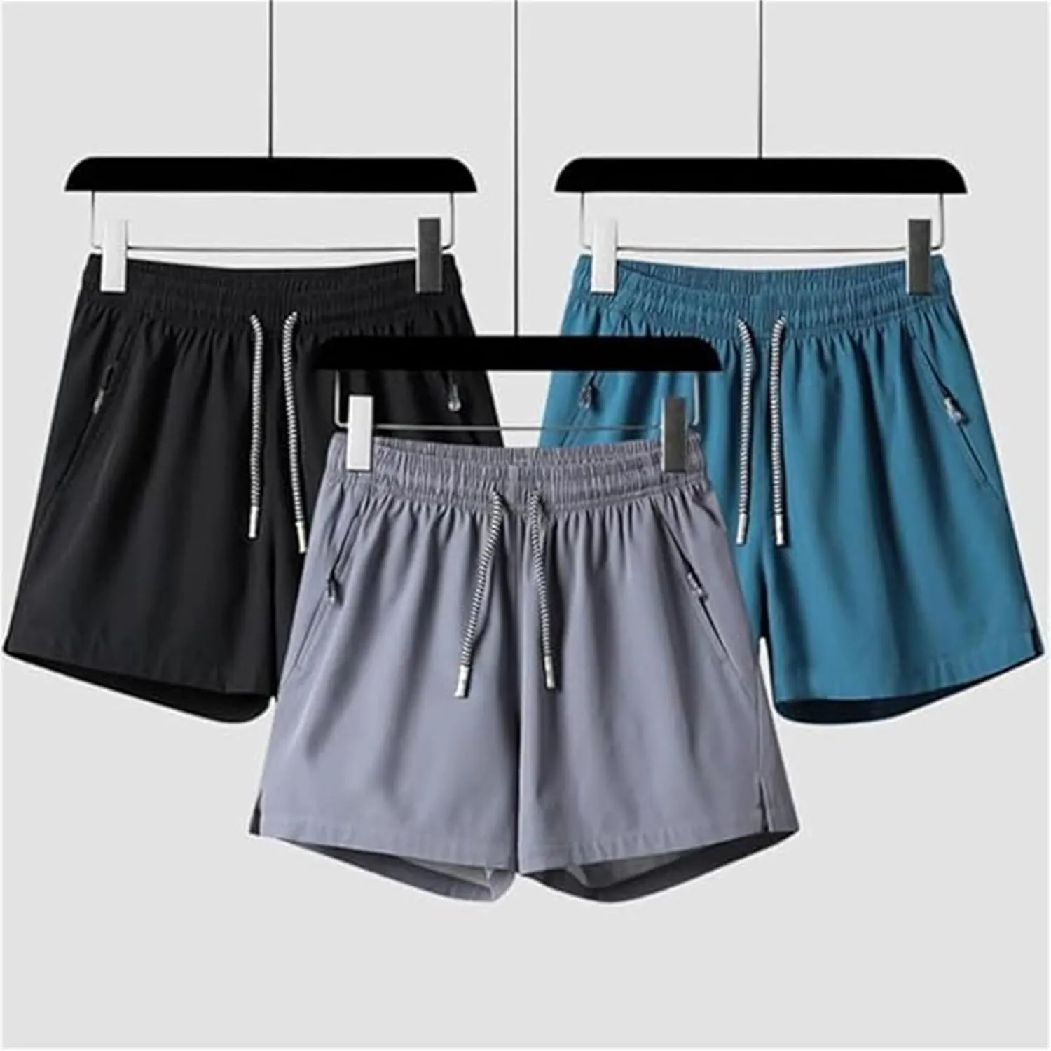 Yyclothing Mens Drawstring Shorts, Adjustable Elastic Lace-Up Gym Gym Solid Color Casual Athletic Quick Dry Shorts