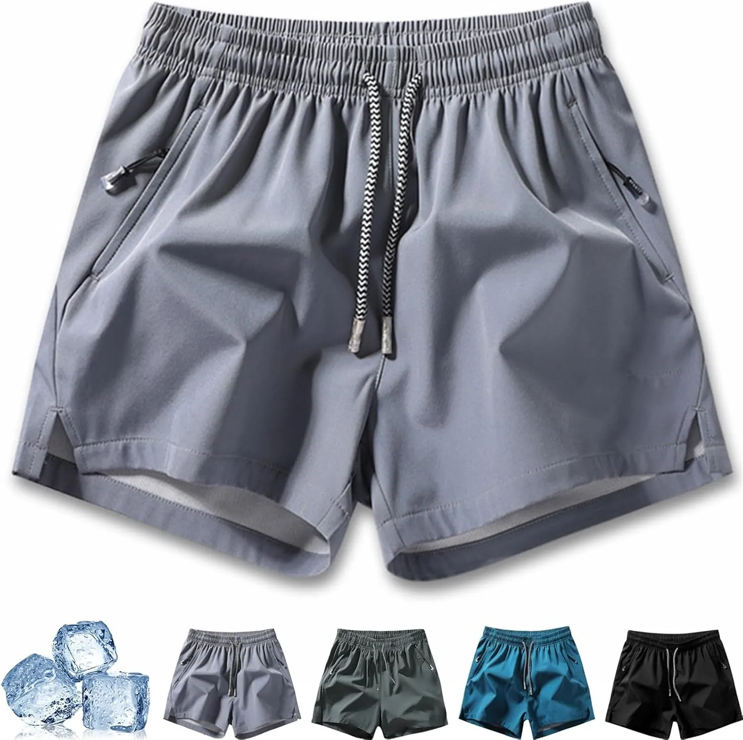 Yyclothing Mens Drawstring Shorts, Adjustable Elastic Lace-Up Gym Gym Solid Color Casual Athletic Quick Dry Shorts