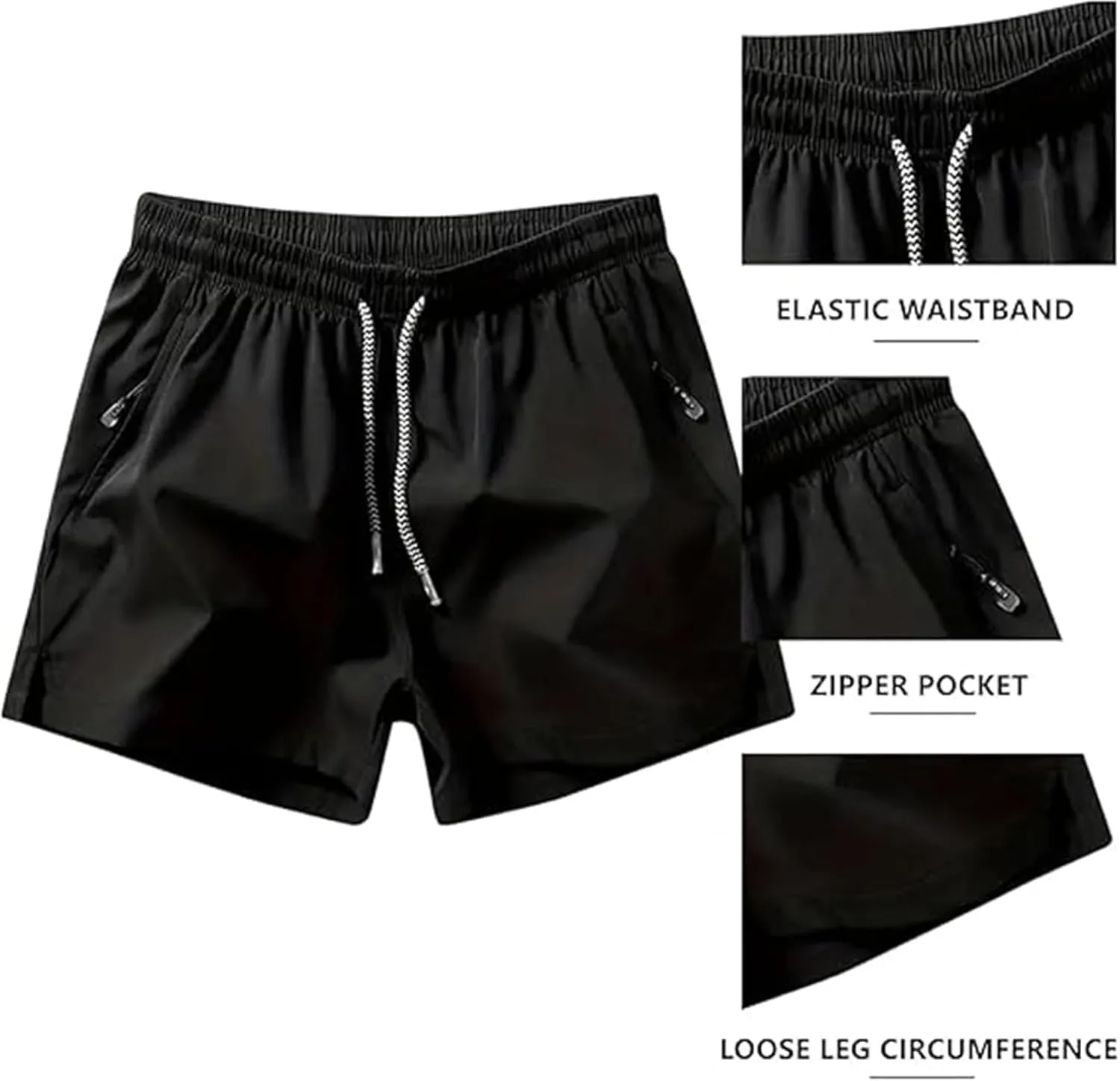 Yyclothing Mens Drawstring Shorts, Adjustable Elastic Lace-Up Gym Gym Solid Color Casual Athletic Quick Dry Shorts