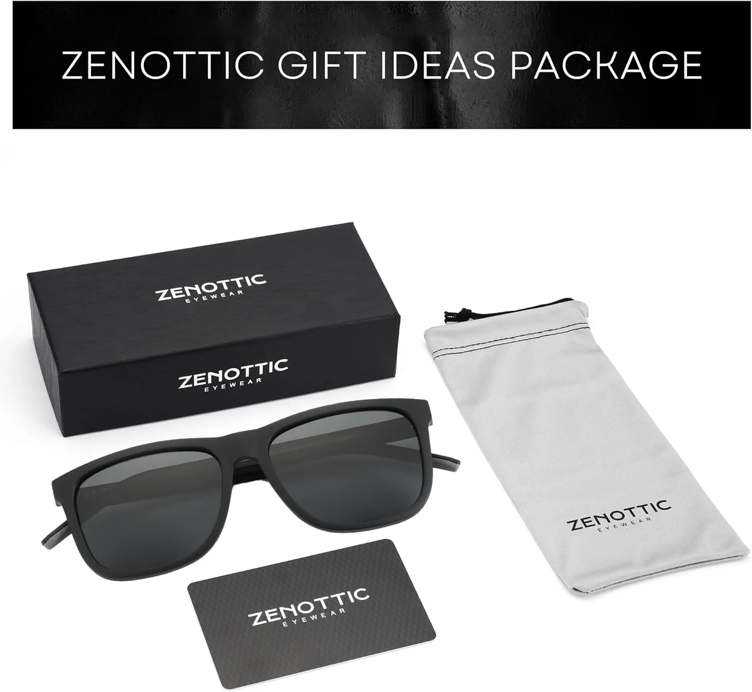 ZENOTTIC Men's Polarized Sunglasses - Lightweight TR90 Frame Square Mens Sunglasses UV400 Protection