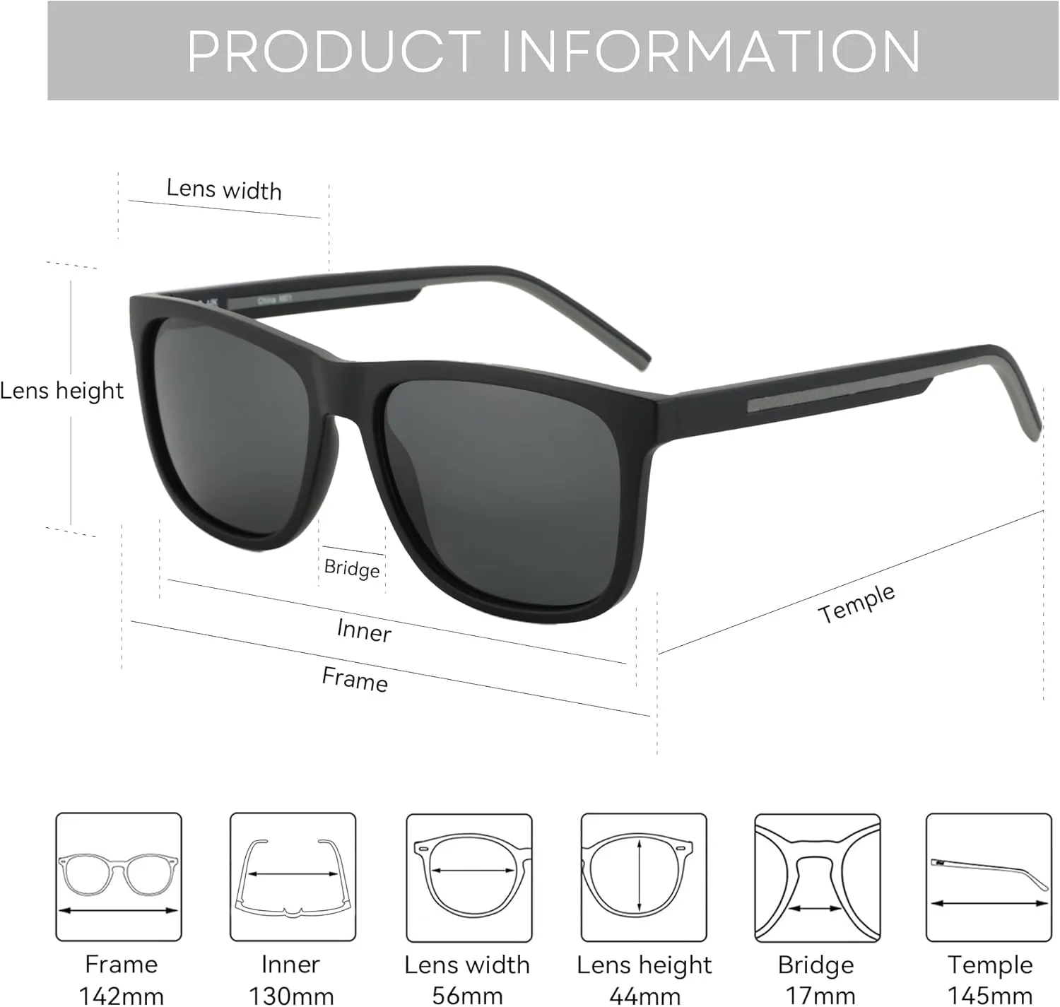 ZENOTTIC Men's Polarized Sunglasses - Lightweight TR90 Frame Square Mens Sunglasses UV400 Protection