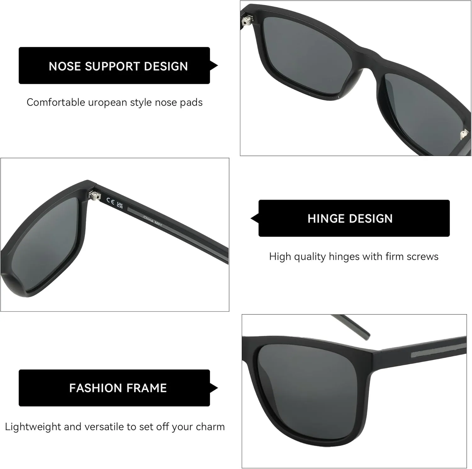 ZENOTTIC Men's Polarized Sunglasses - Lightweight TR90 Frame Square Mens Sunglasses UV400 Protection
